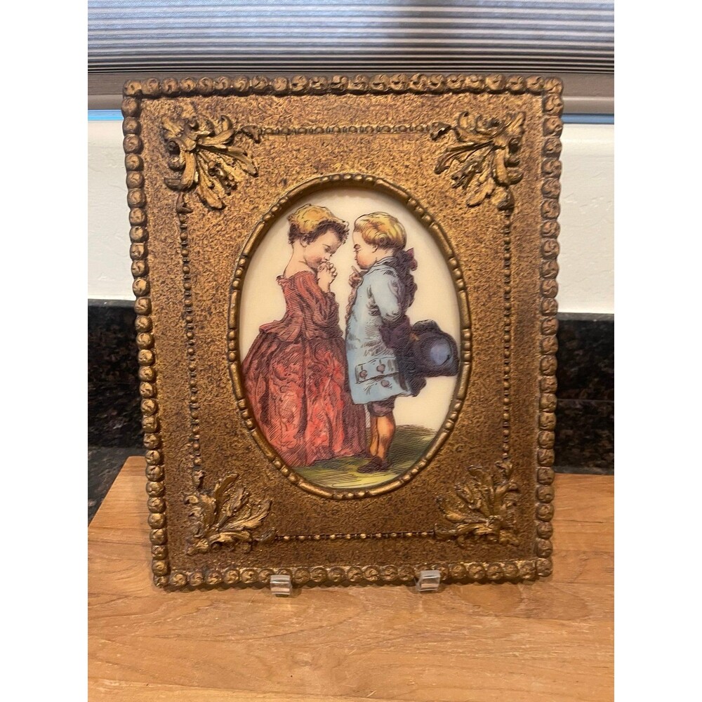 Vintage Artini hand-painted Etched colonial children